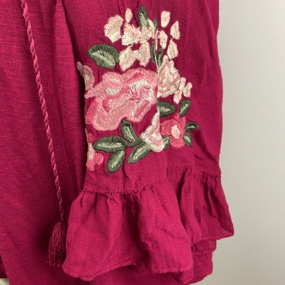 Vintage America Blues Blouse SZ M Floral Flare Sleeves Flowy and Comfortable - Picture 6 of 13